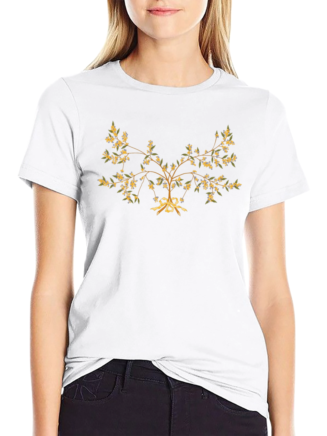 Botanical Tree Graphic Tee - Black Casual T-Shirt