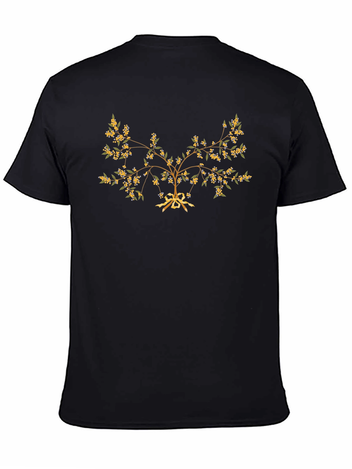 Botanical Tree Graphic Tee - Black Casual T-Shirt