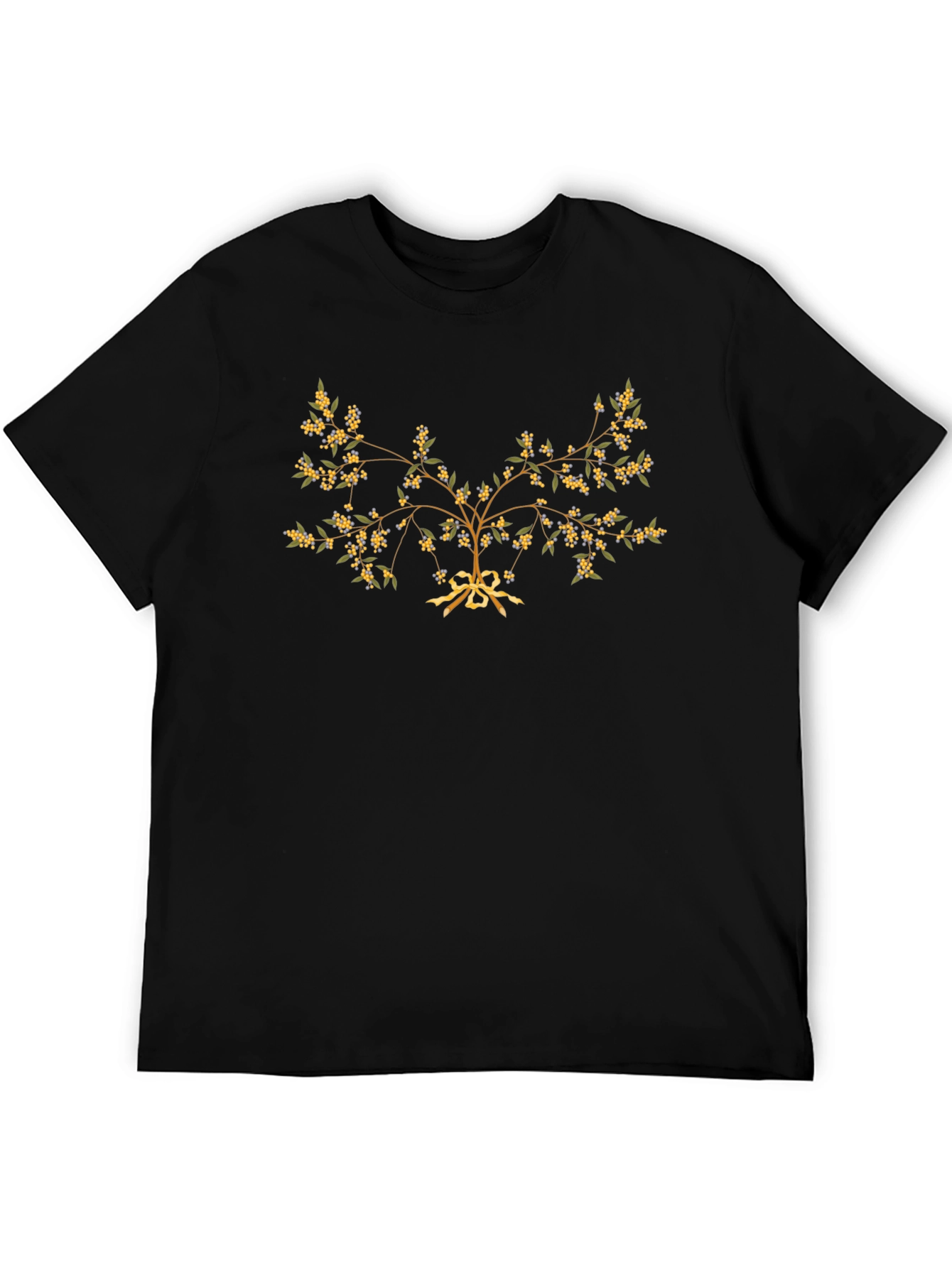 Botanical Tree Graphic Tee - Black Casual T-Shirt
