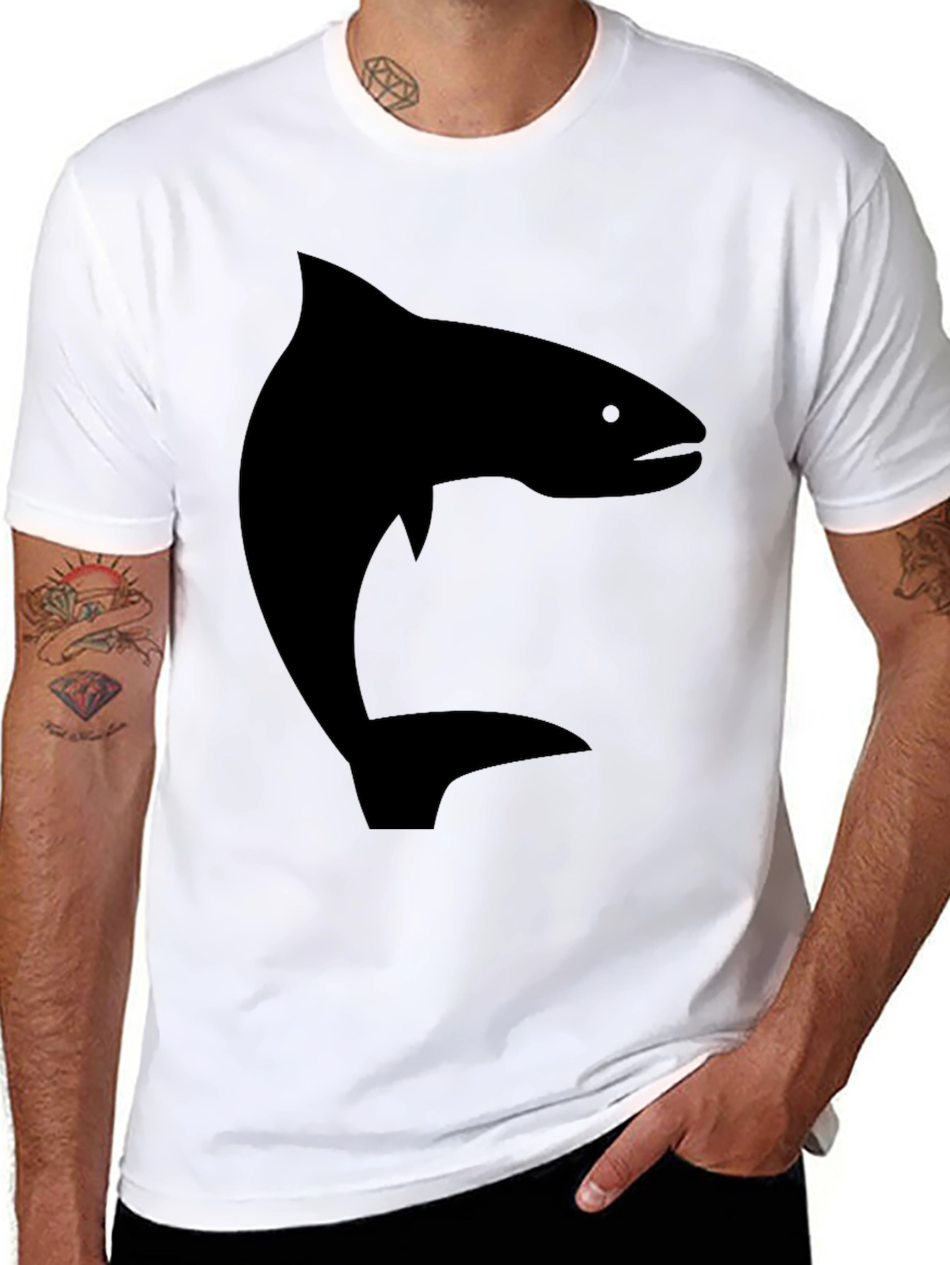 Black Salmon Graphic Tee - Stylish Mens Casual Shirt