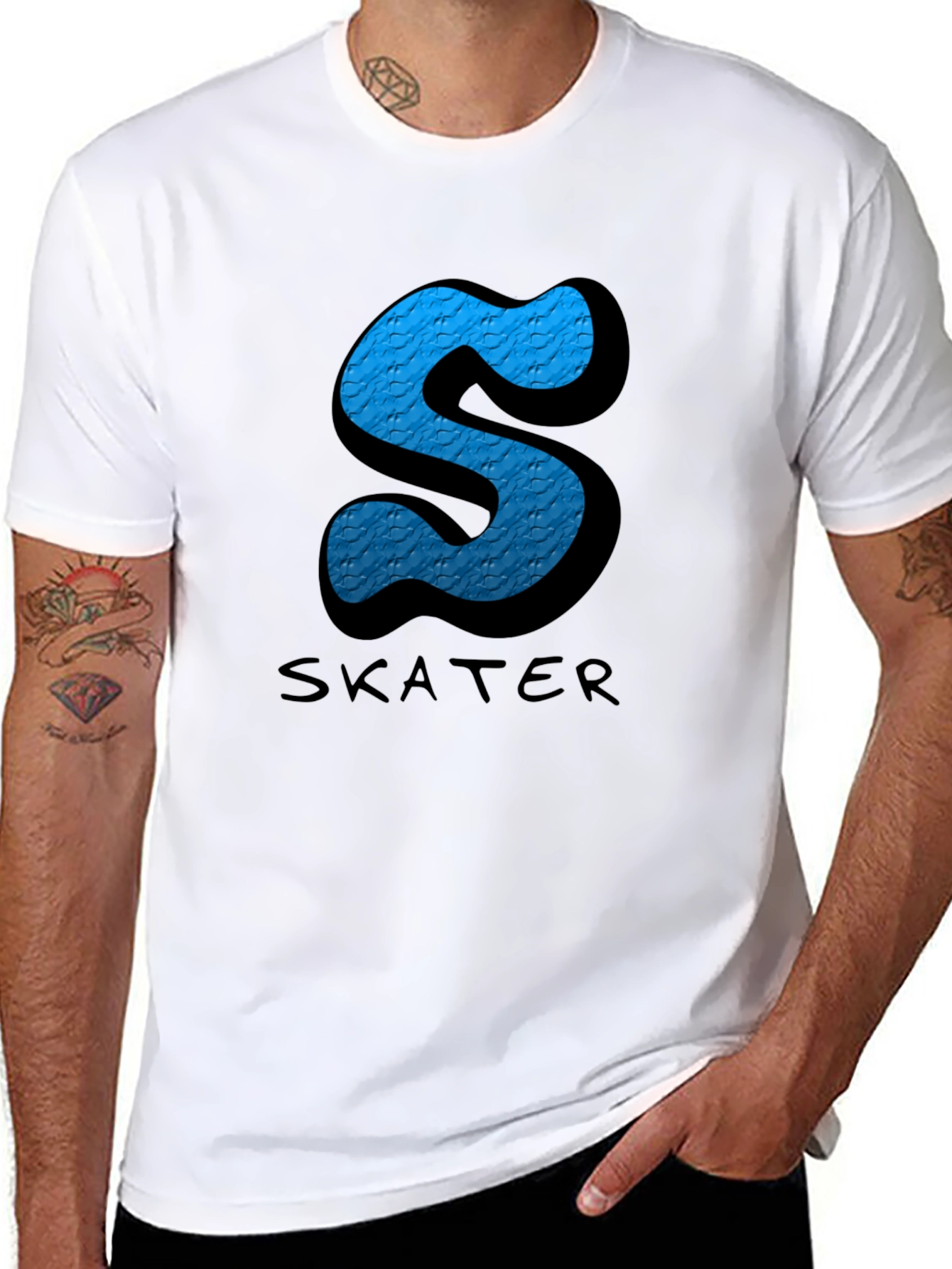 Skater S Letter Graphic Black T-Shirt