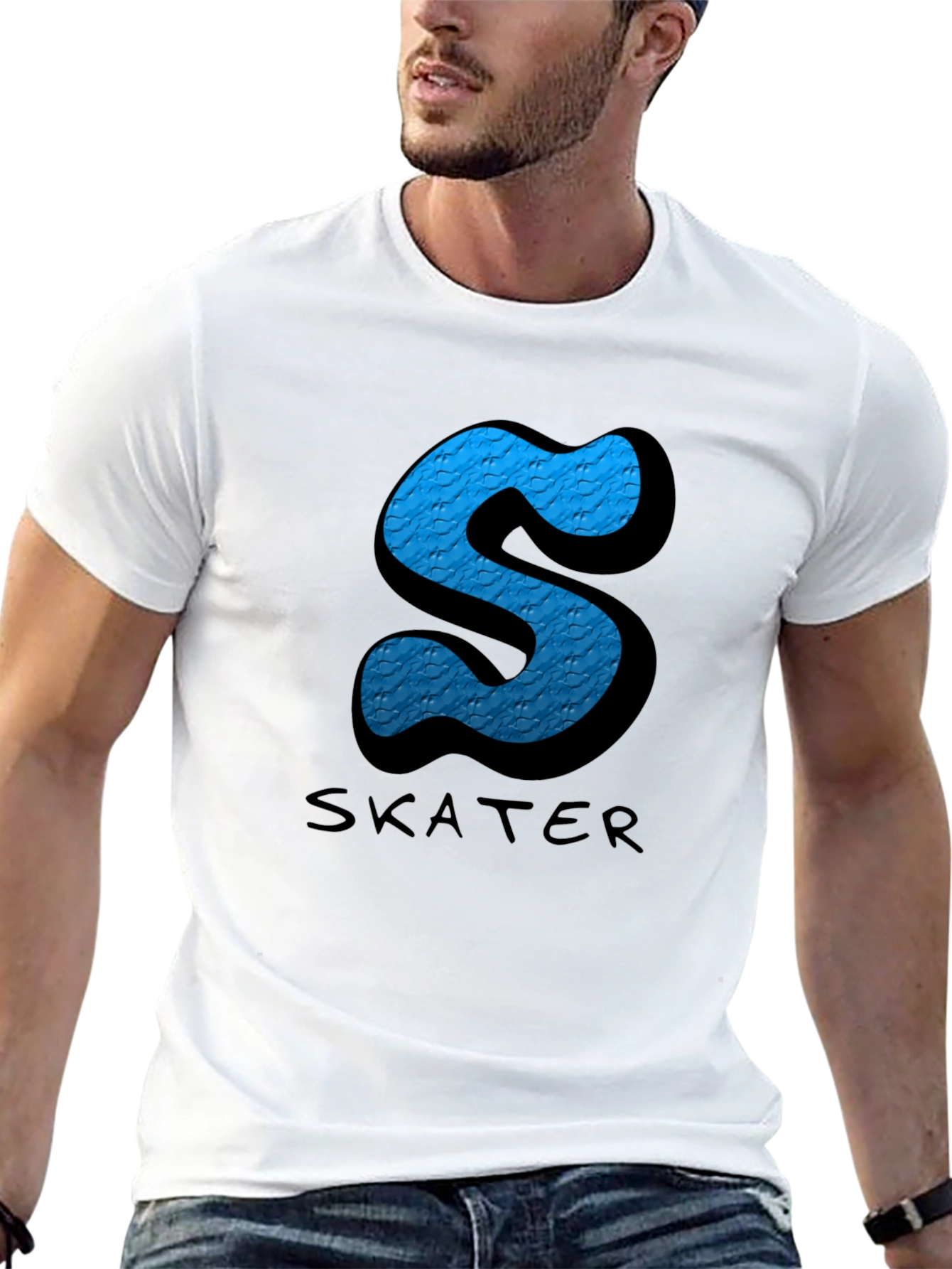 Skater S Letter Graphic Black T-Shirt