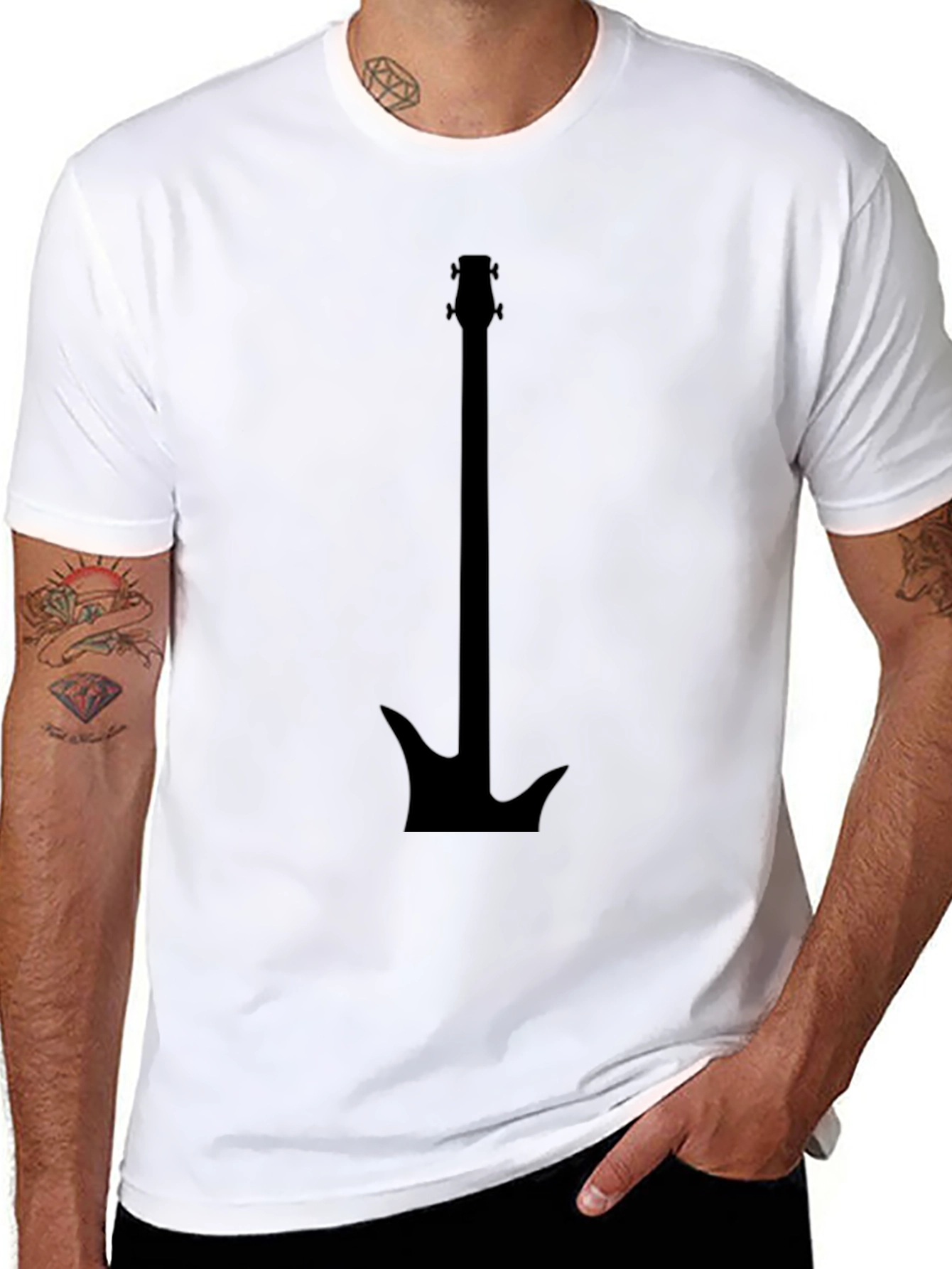 Black Guitar Graphic Tee - Rocker Style
