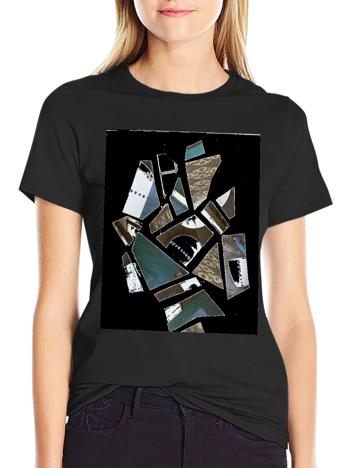 Abstract Shard Graphic Black T-Shirt