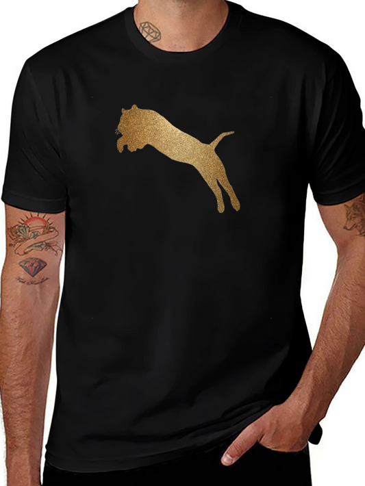Golden Lion Graphic Tee - Black Cotton T-Shirt