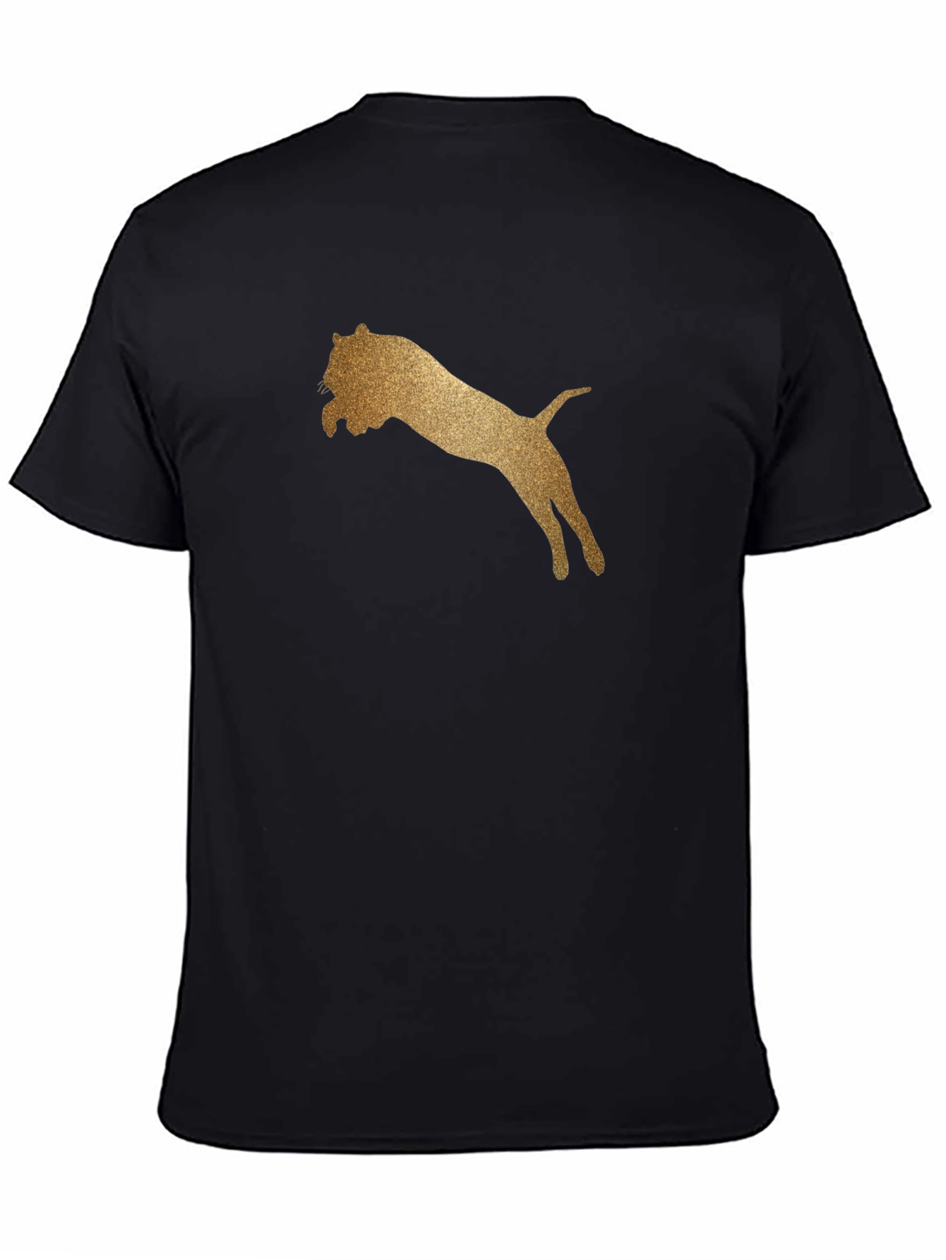 Golden Lion Graphic Tee - Black Cotton T-Shirt