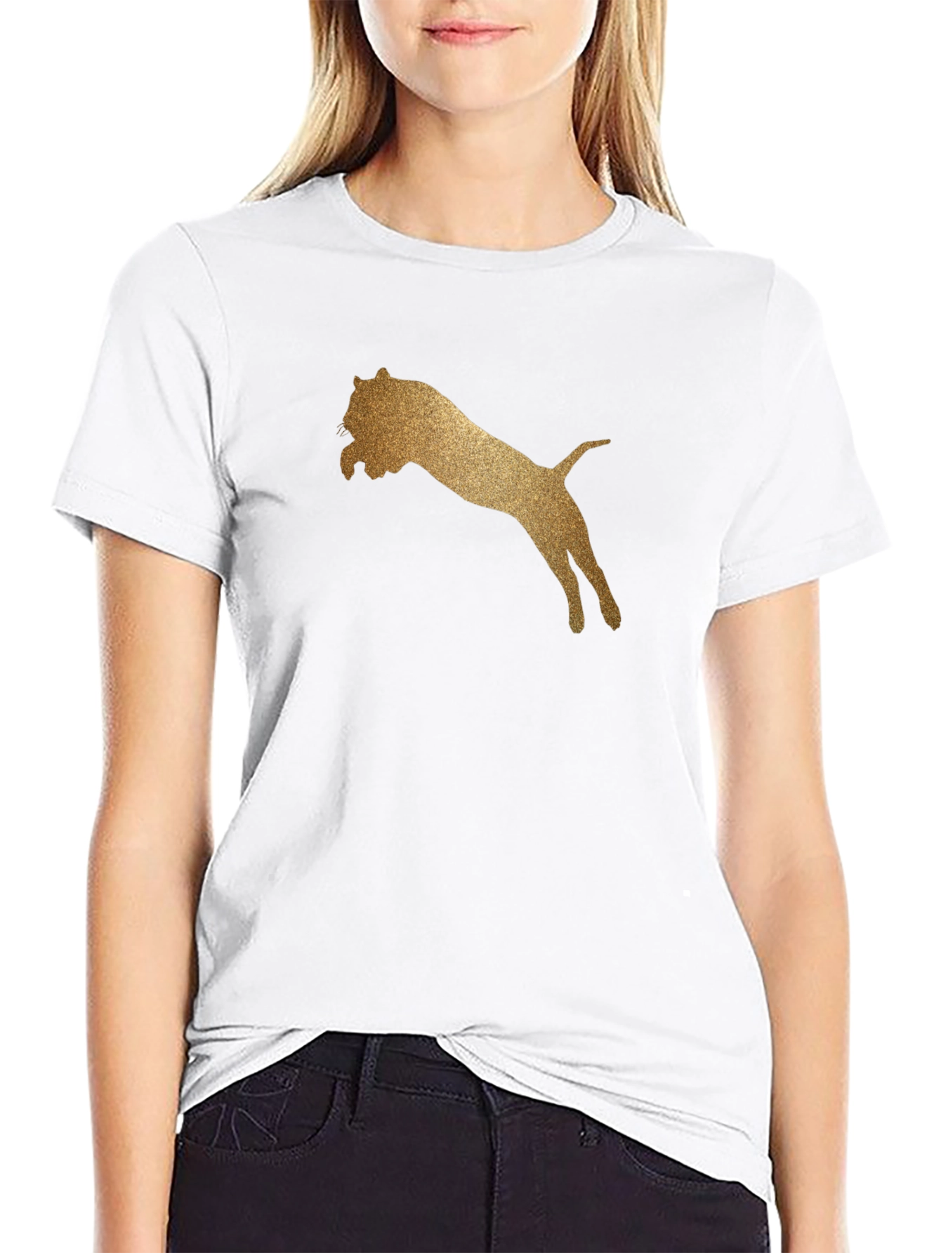 Golden Lion Graphic Tee - Black Cotton T-Shirt