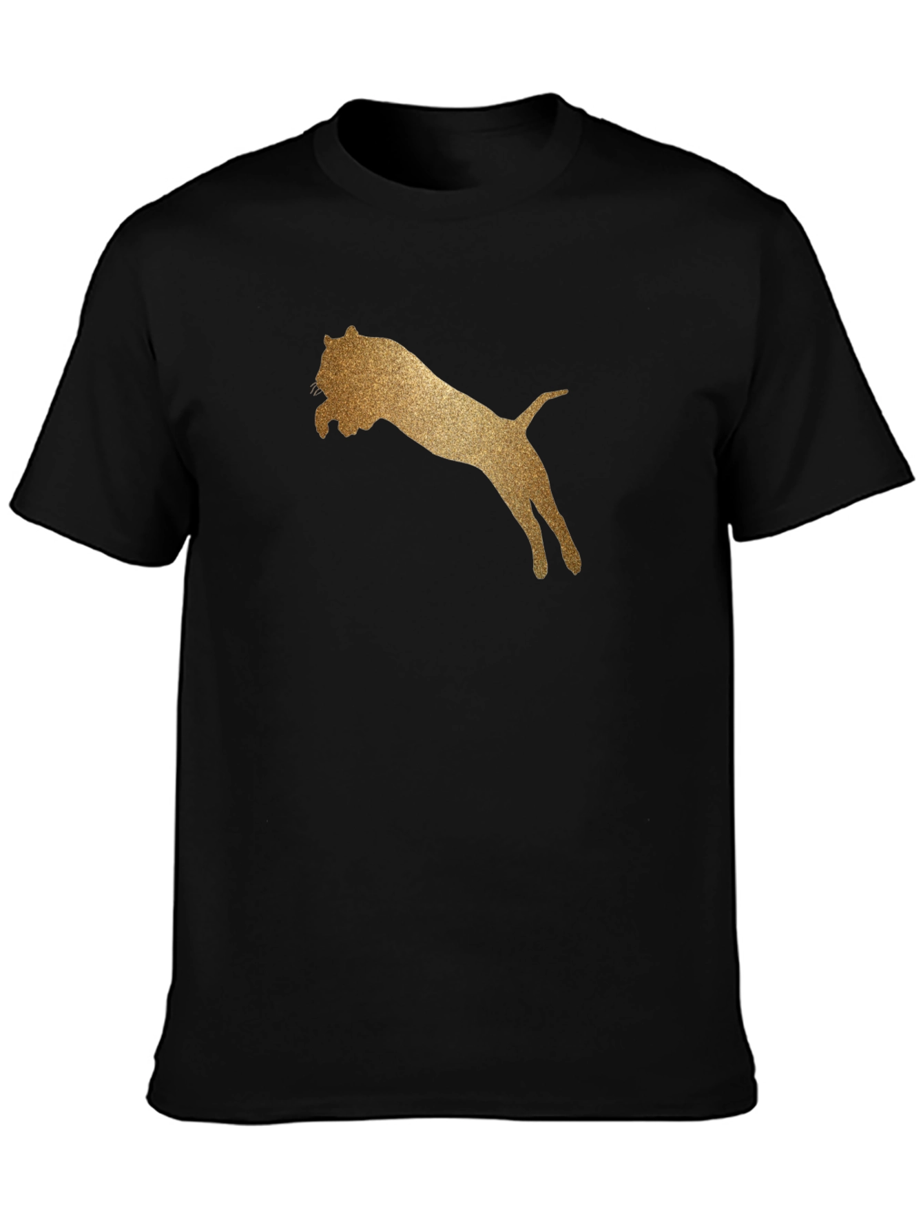 Golden Lion Graphic Tee - Black Cotton T-Shirt