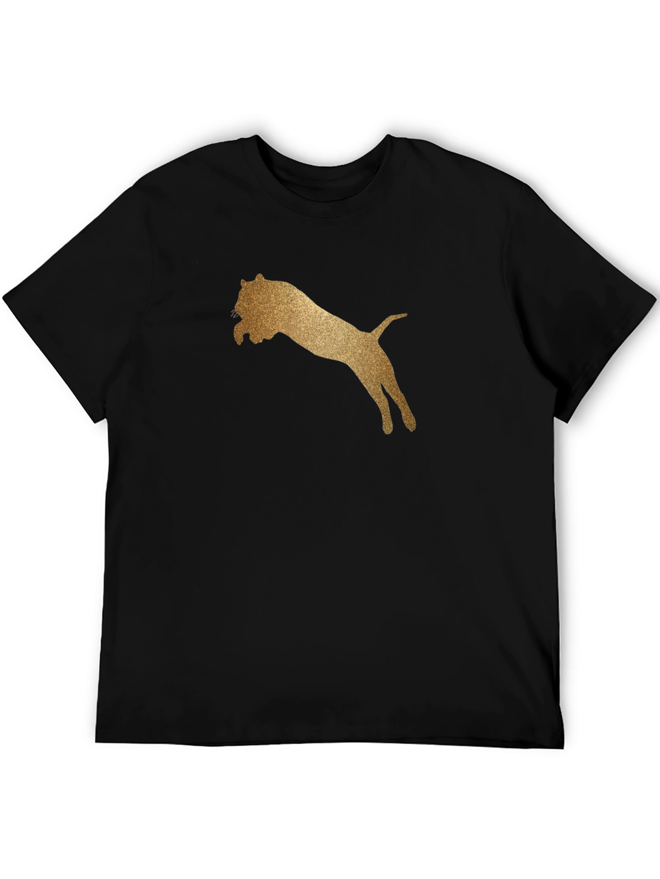 Golden Lion Graphic Tee - Black Cotton T-Shirt