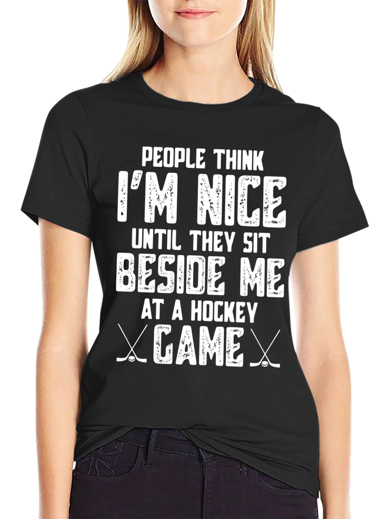 Funny Hockey Game T-Shirt - People Think Im Nice