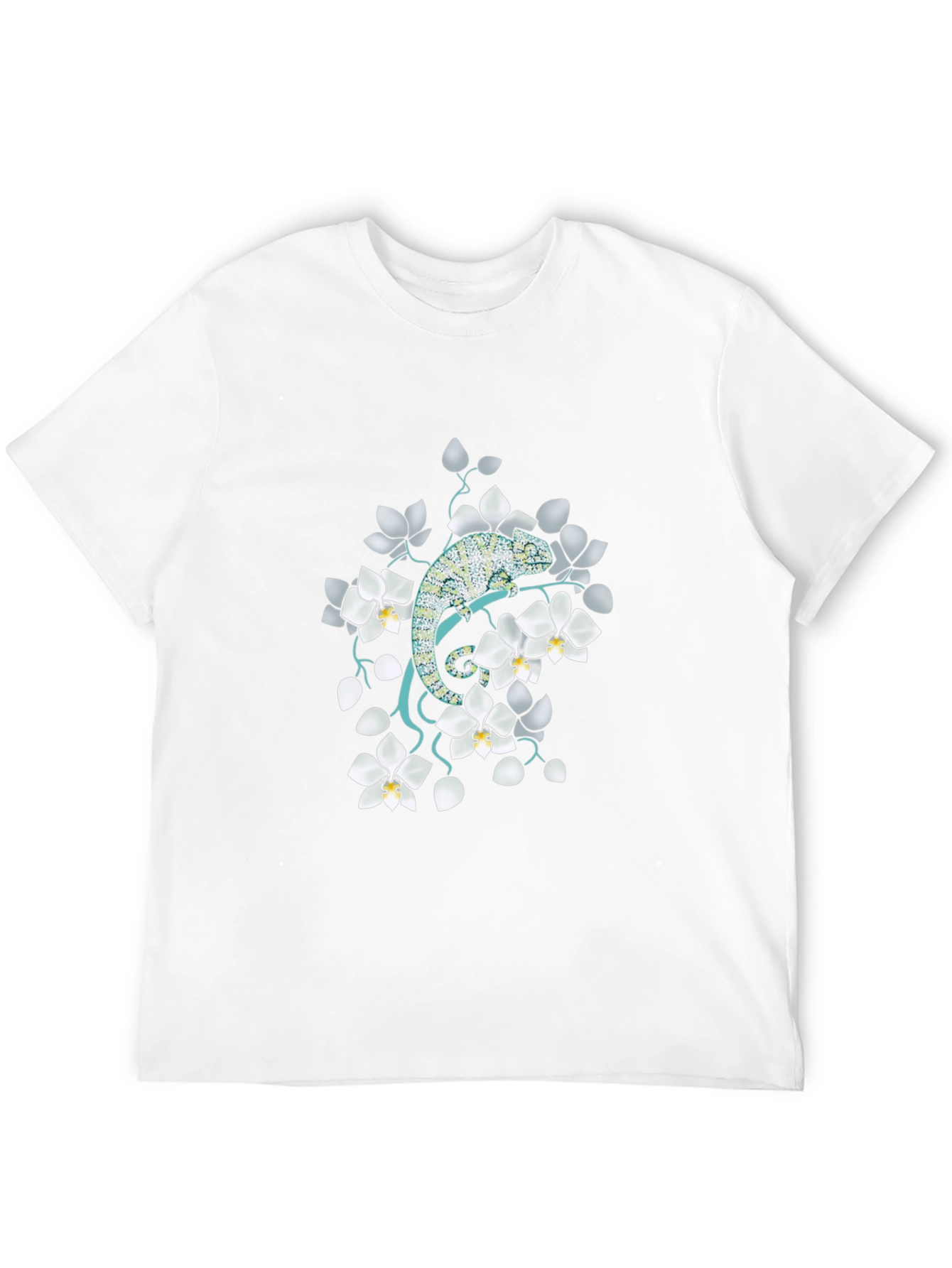 Chameleon & Orchid Graphic Tee - Unique Design