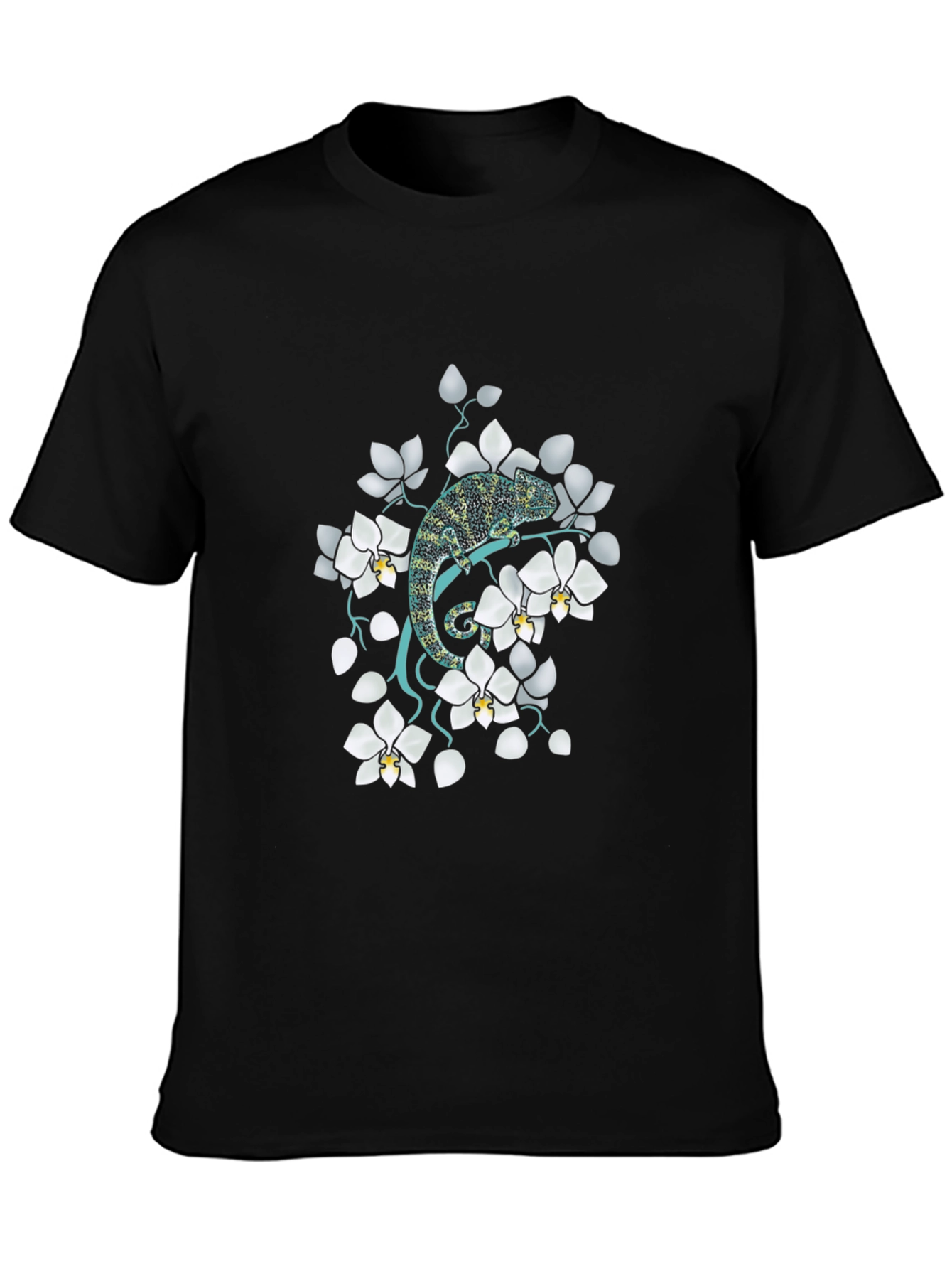 Chameleon & Orchid Graphic Tee - Unique Design