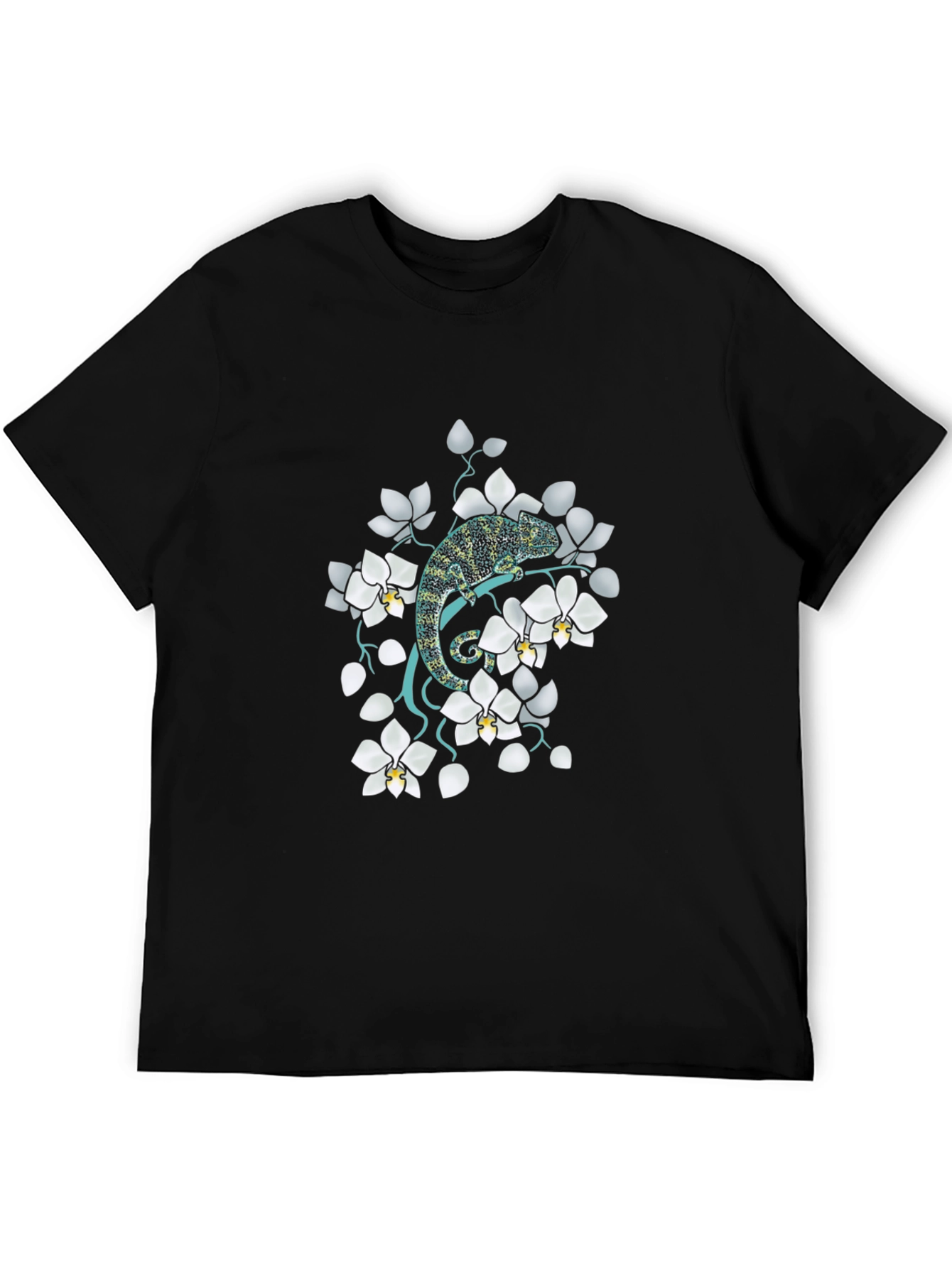 Chameleon & Orchid Graphic Tee - Unique Design