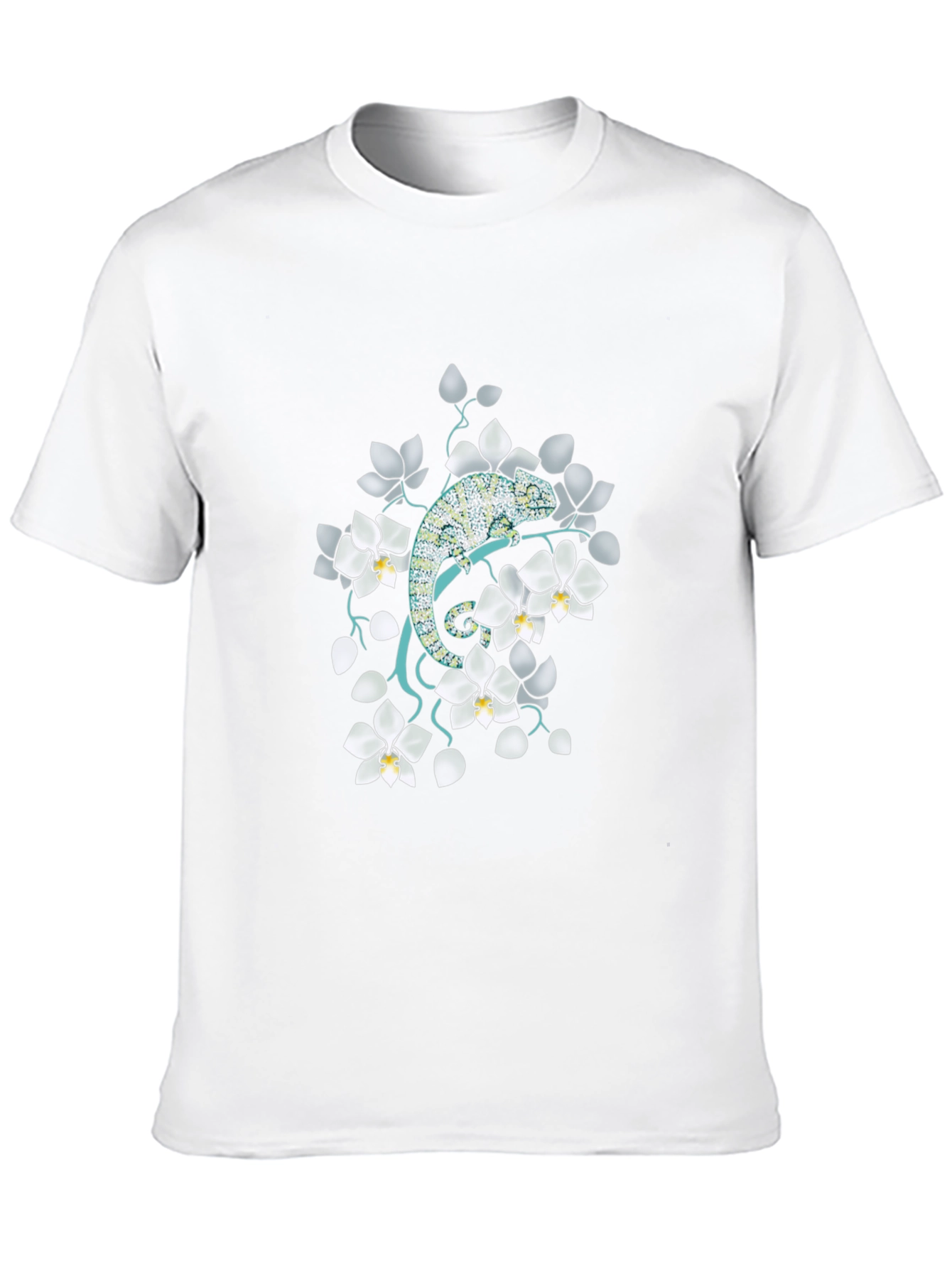 Chameleon & Orchid Graphic Tee - Unique Design