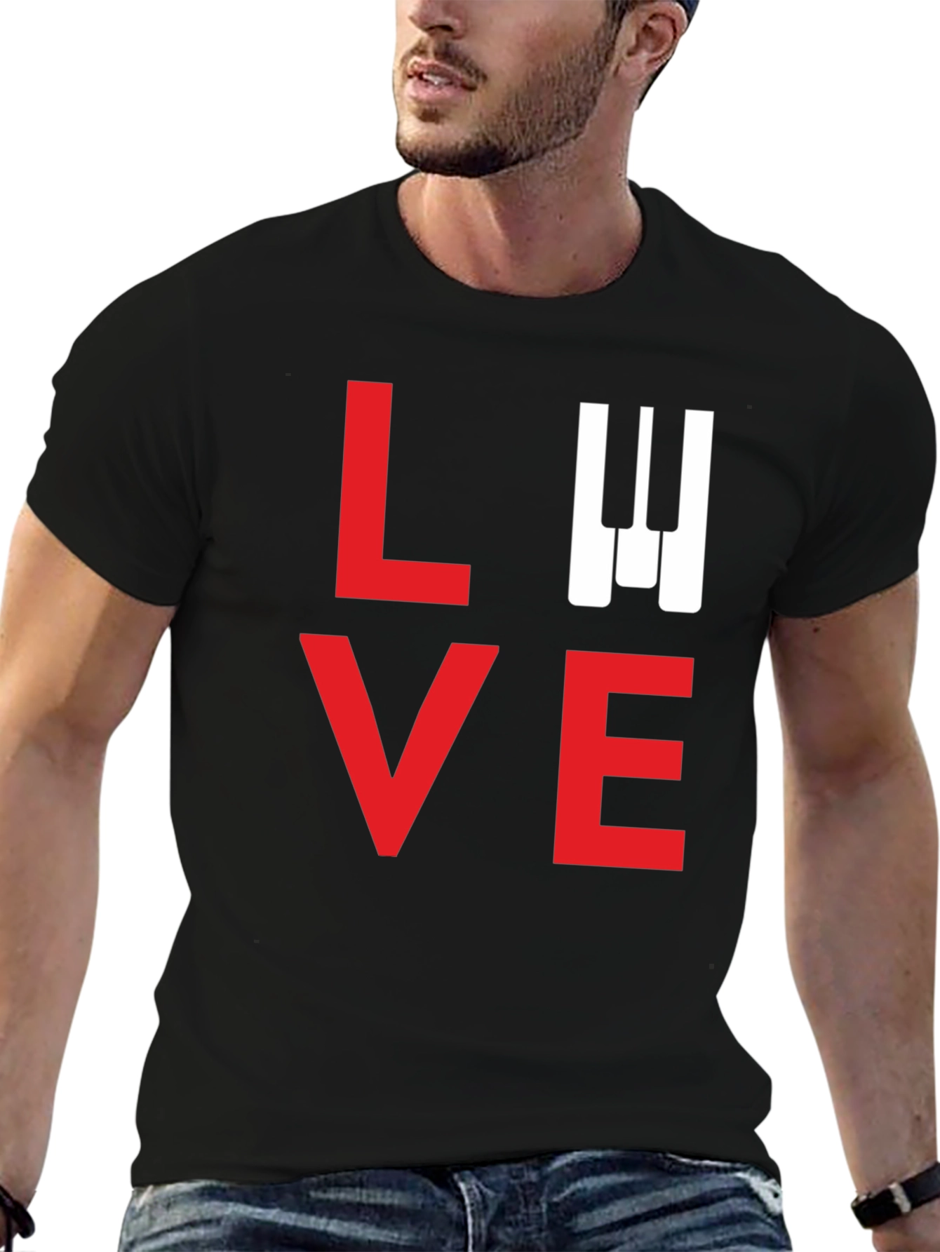 LOVE Piano Keys Black T-Shirt