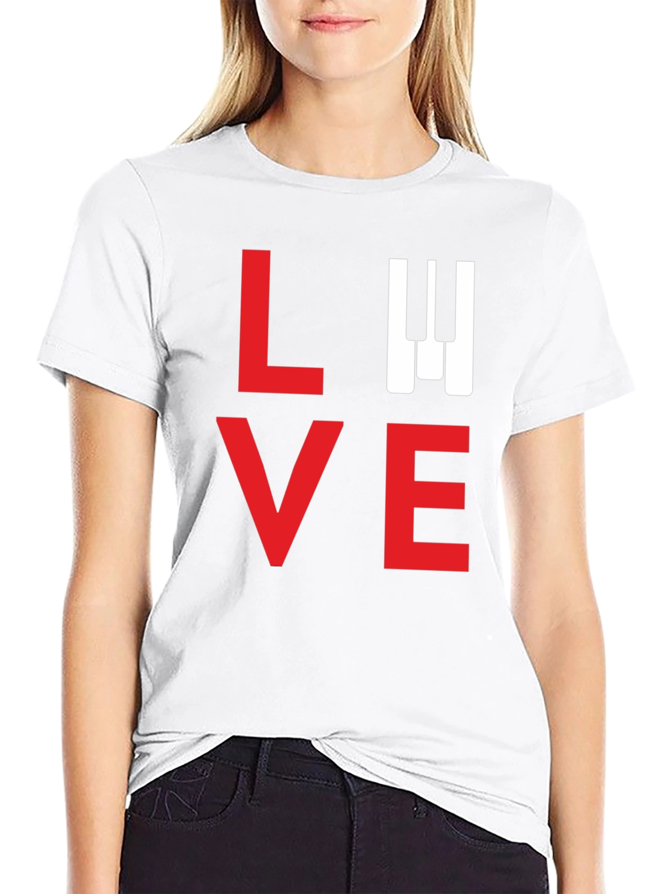 LOVE Piano Keys Black T-Shirt