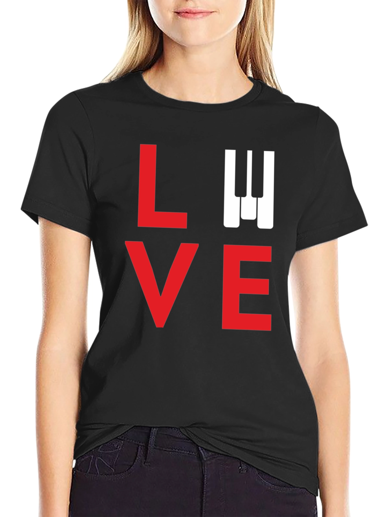 LOVE Piano Keys Black T-Shirt