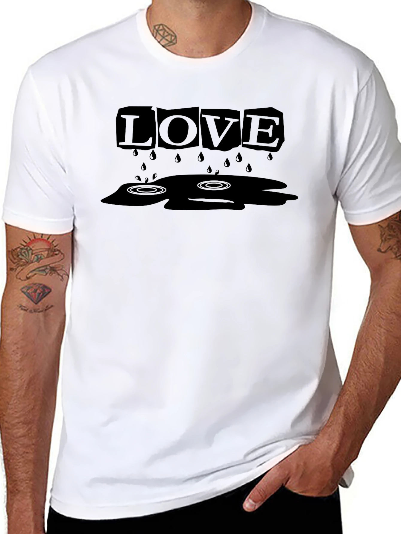 Mens Black LOVE Graphic Tee