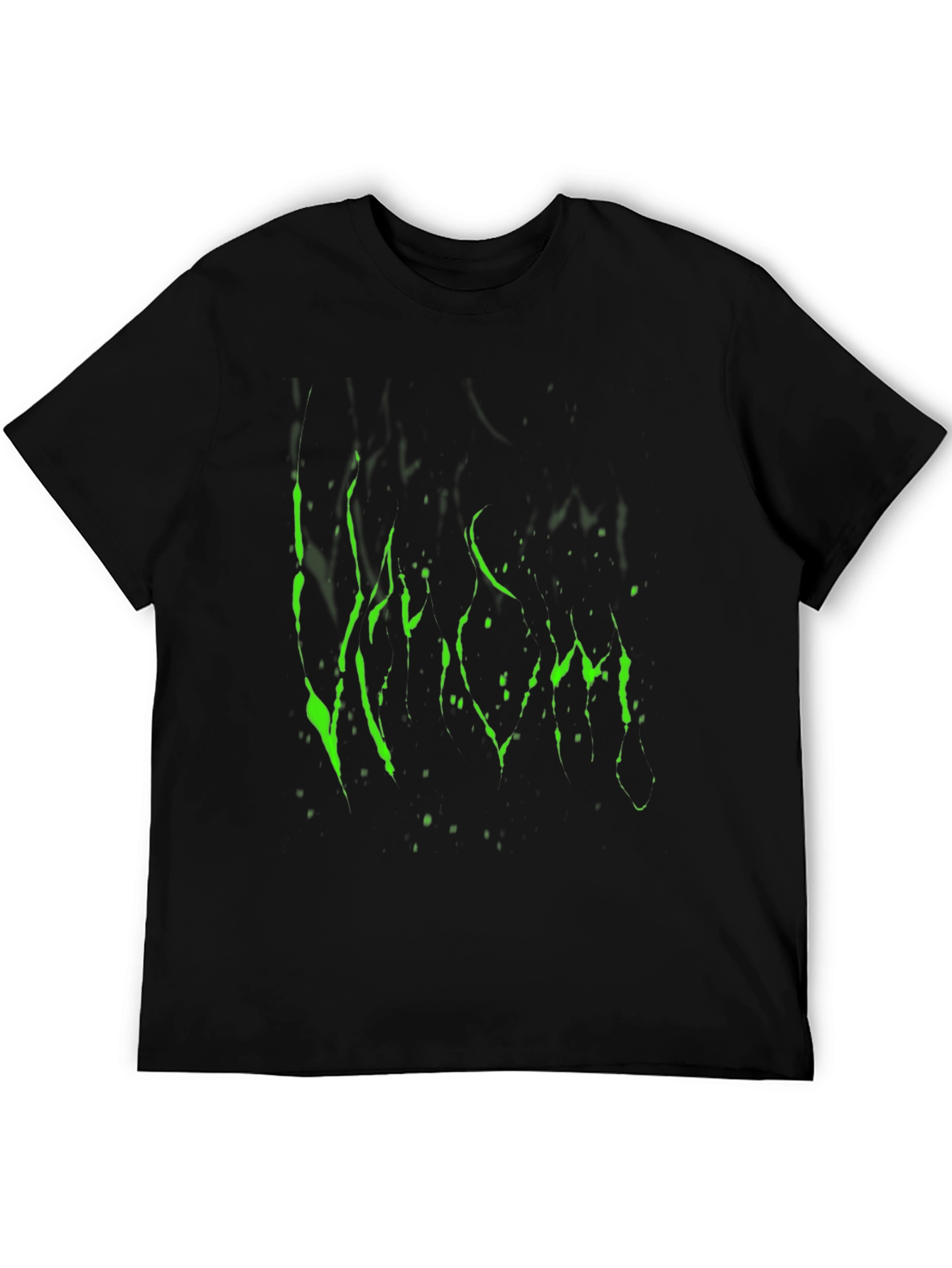Mens Black T-Shirt with Green Graphic Print