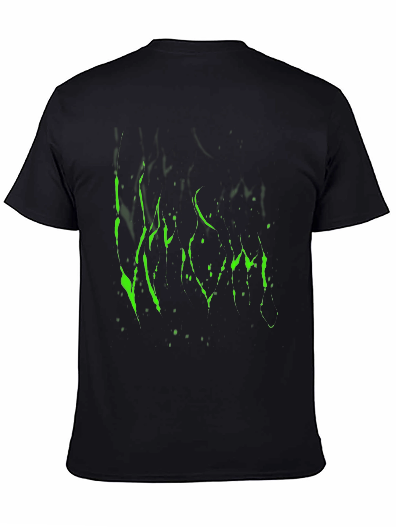 Mens Black T-Shirt with Green Graphic Print