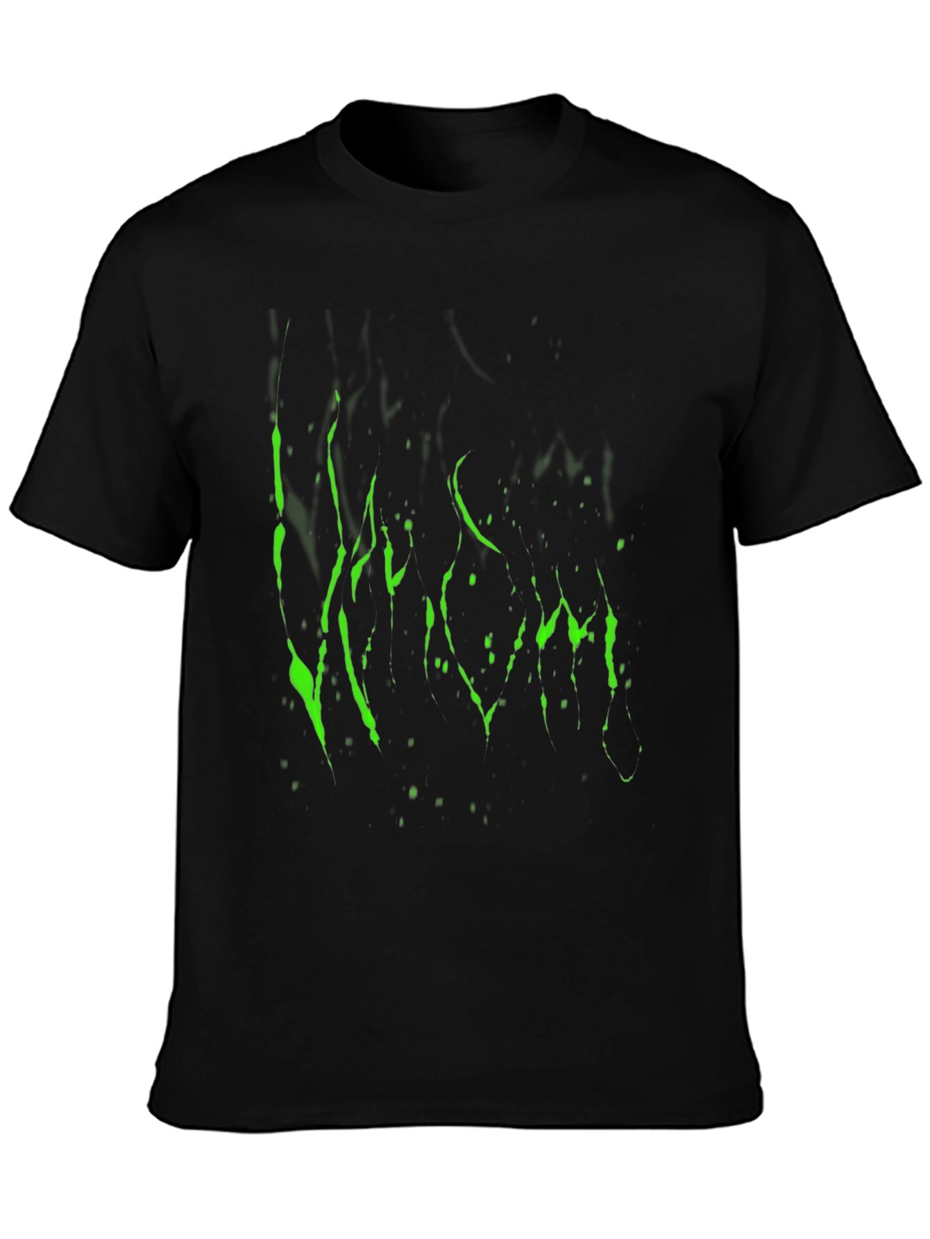 Mens Black T-Shirt with Green Graphic Print