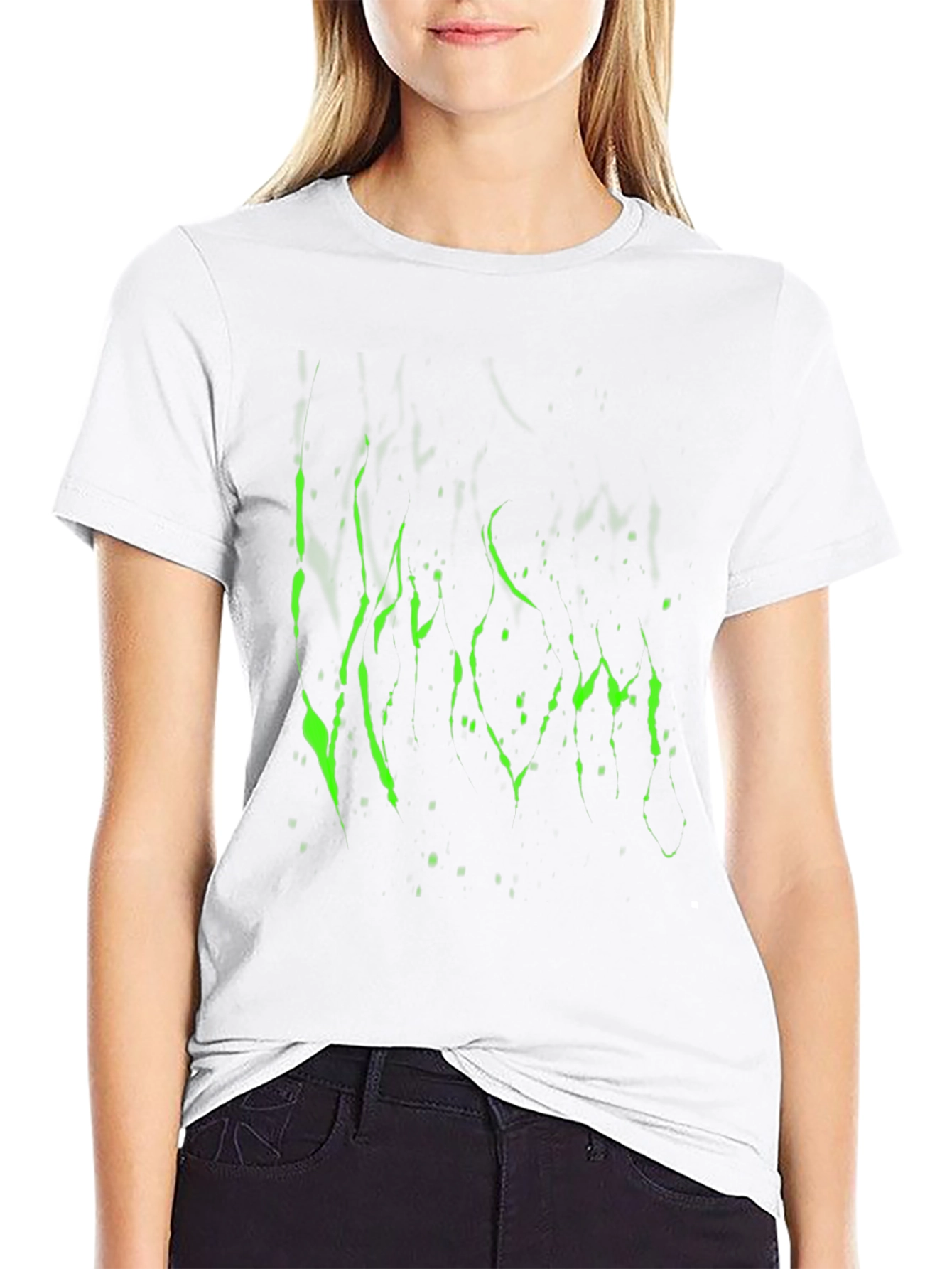 Mens Black T-Shirt with Green Graphic Print