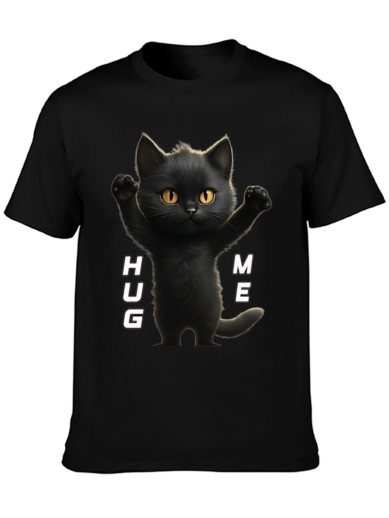 Cute Black Cat Hug Me Graphic T-Shirt