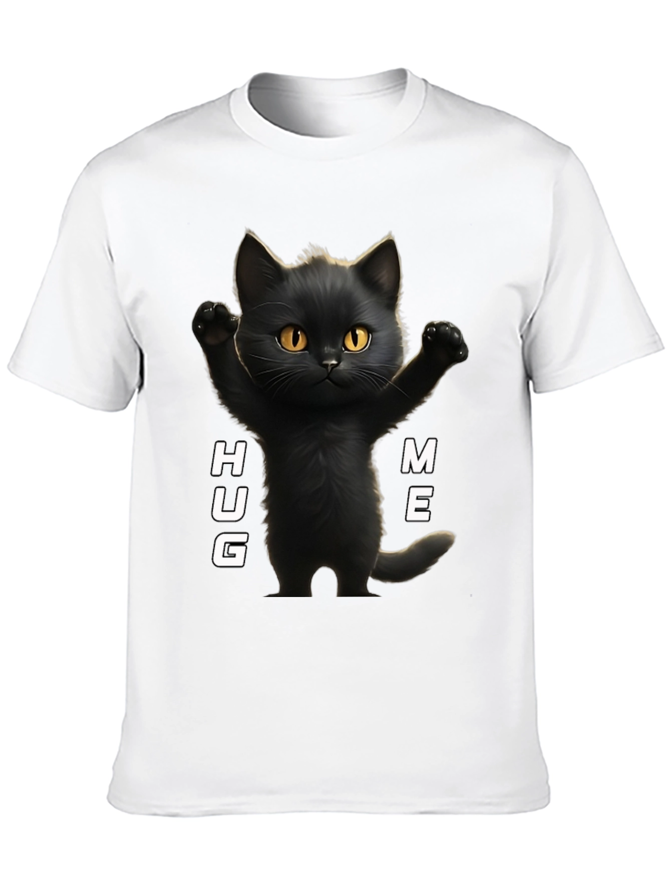 Cute Black Cat Hug Me Graphic T-Shirt