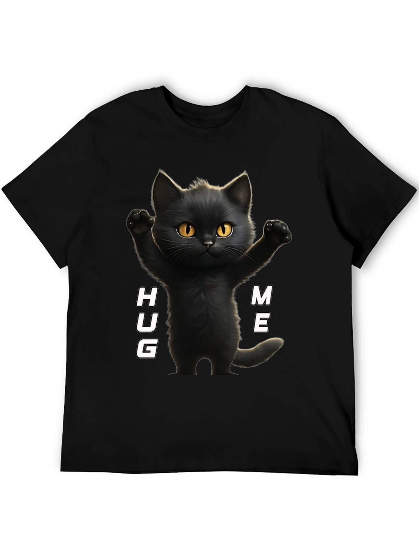 Cute Black Cat Hug Me Graphic T-Shirt