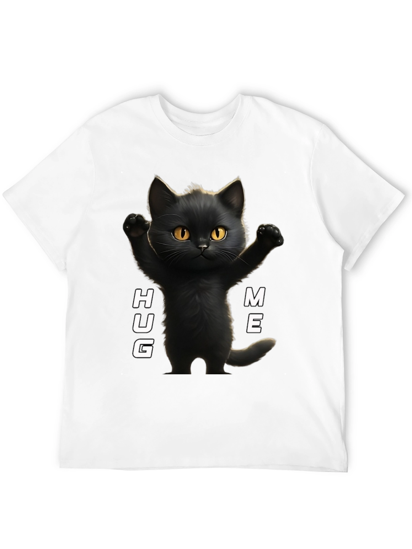 Cute Black Cat Hug Me Graphic T-Shirt