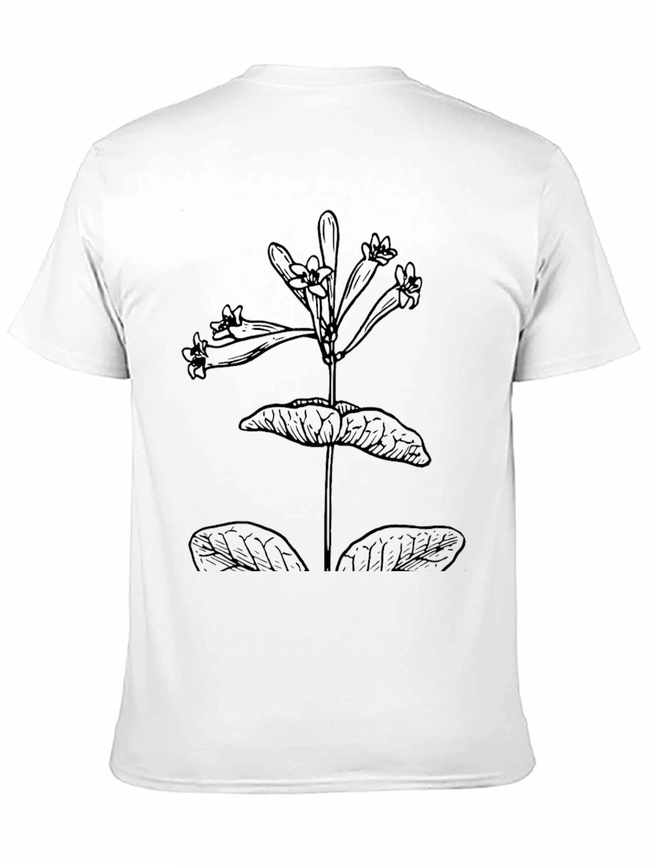 Botanical Line Art Black T-Shirt
