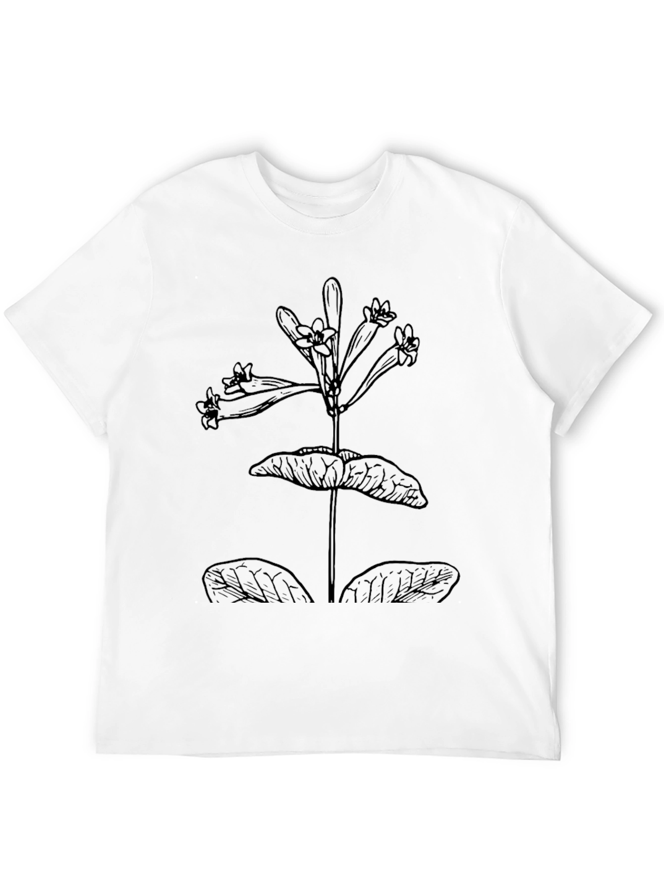 Botanical Line Art Black T-Shirt