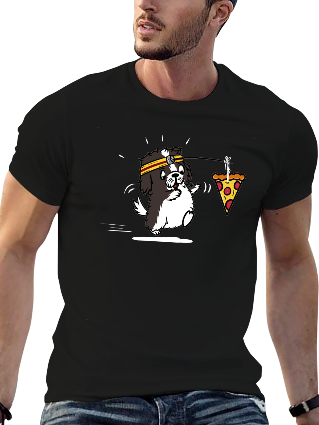 Funny Dog Pizza T-Shirt - Novelty Graphic Tee