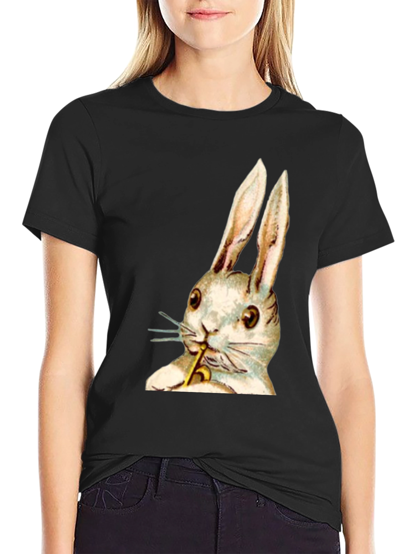 Rabbit Playing Saxophone Graphic Tee