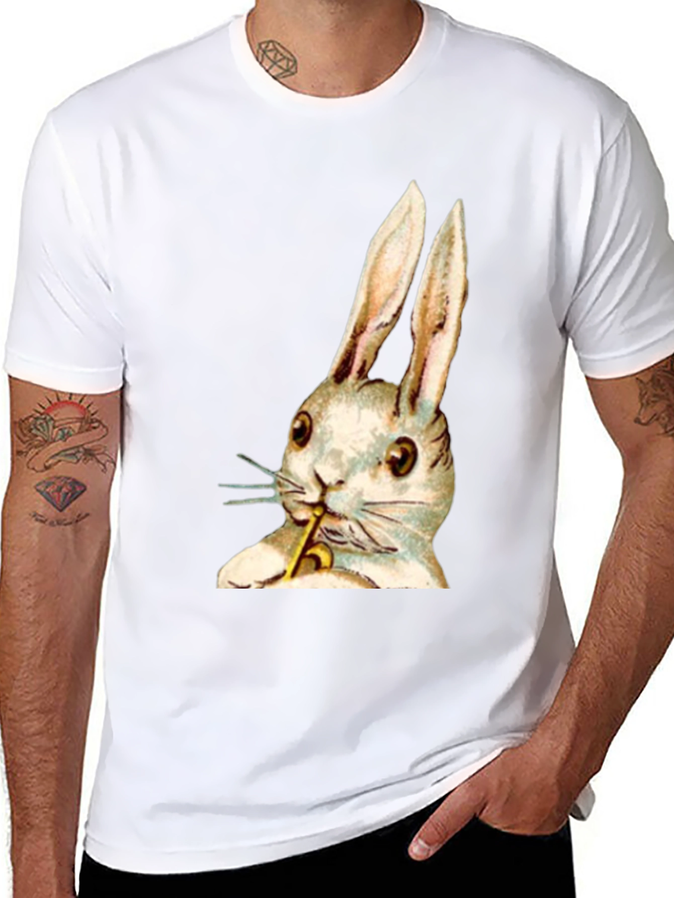 Rabbit Playing Saxophone Graphic Tee