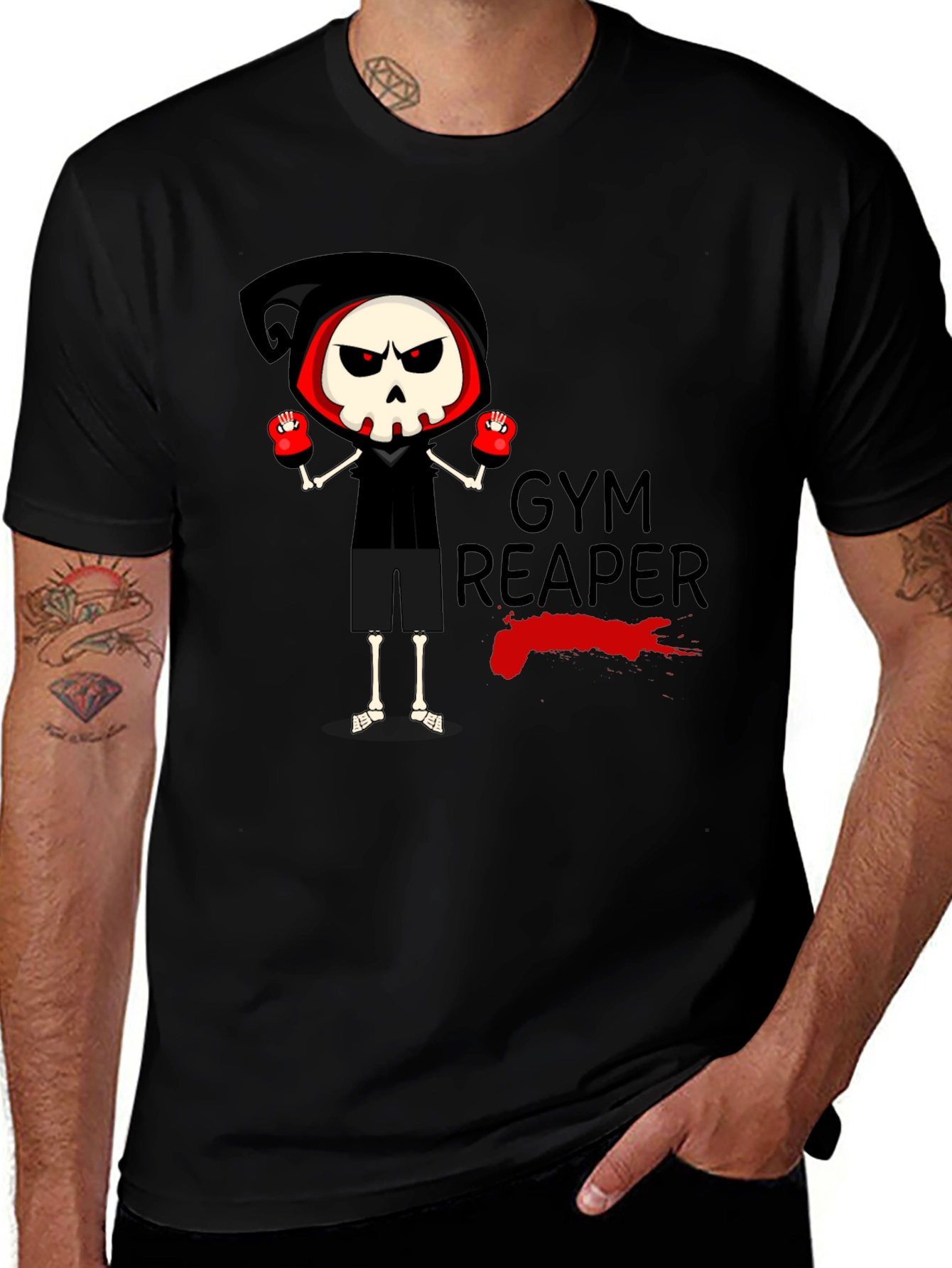 Gym Reaper Graphic Tee - Skeleton Boxer Design