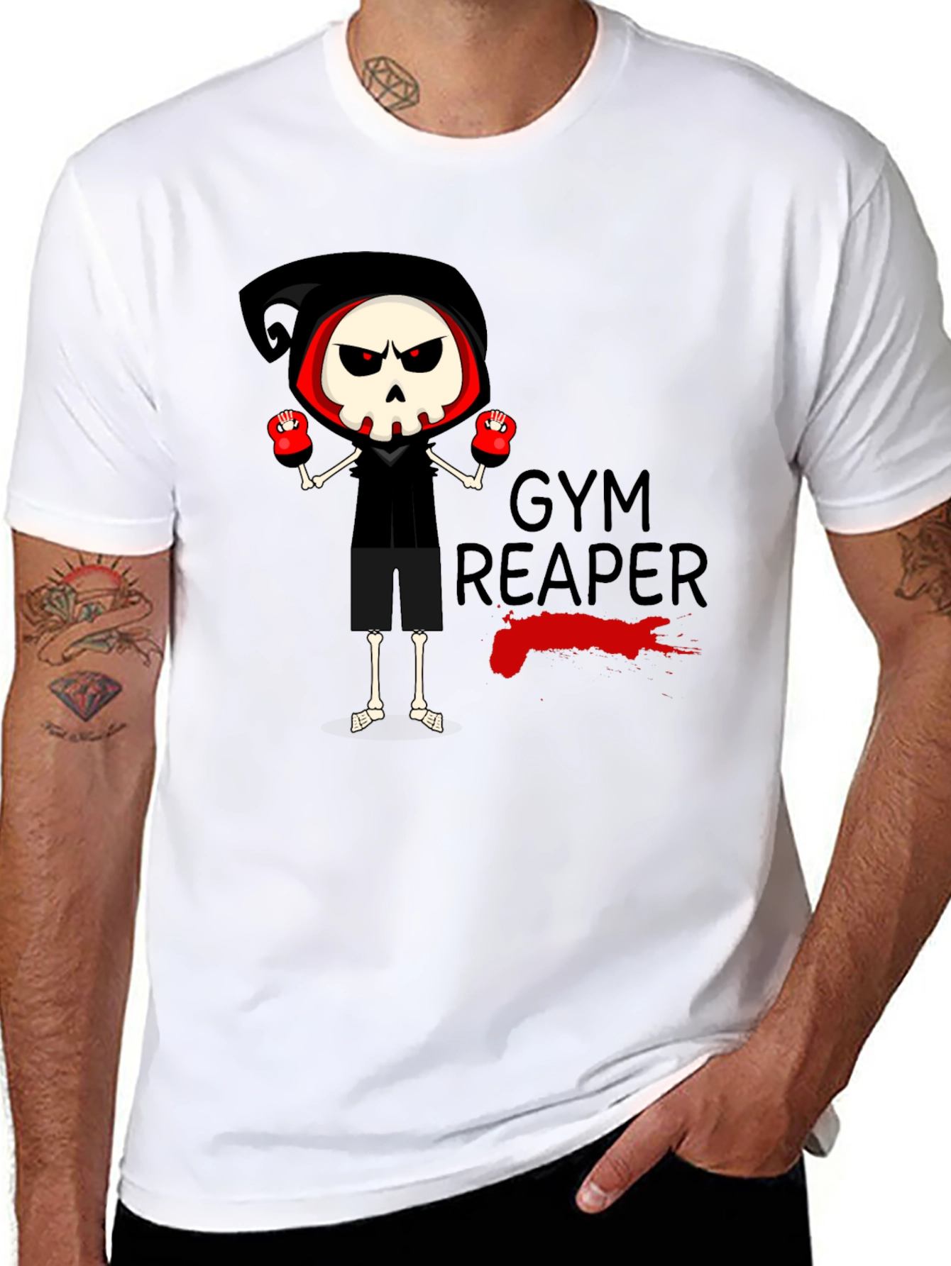 Gym Reaper Graphic Tee - Skeleton Boxer Design