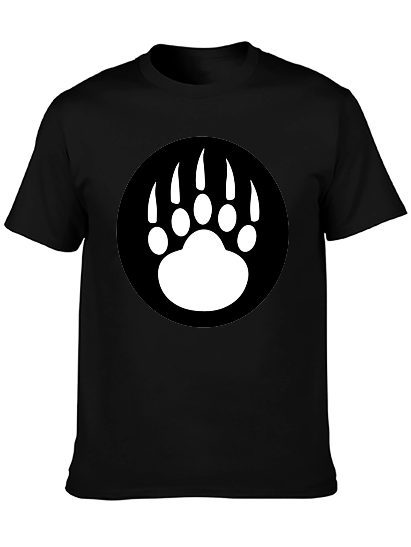 Bear Paw Graphic Tee - Black Cotton T-Shirt