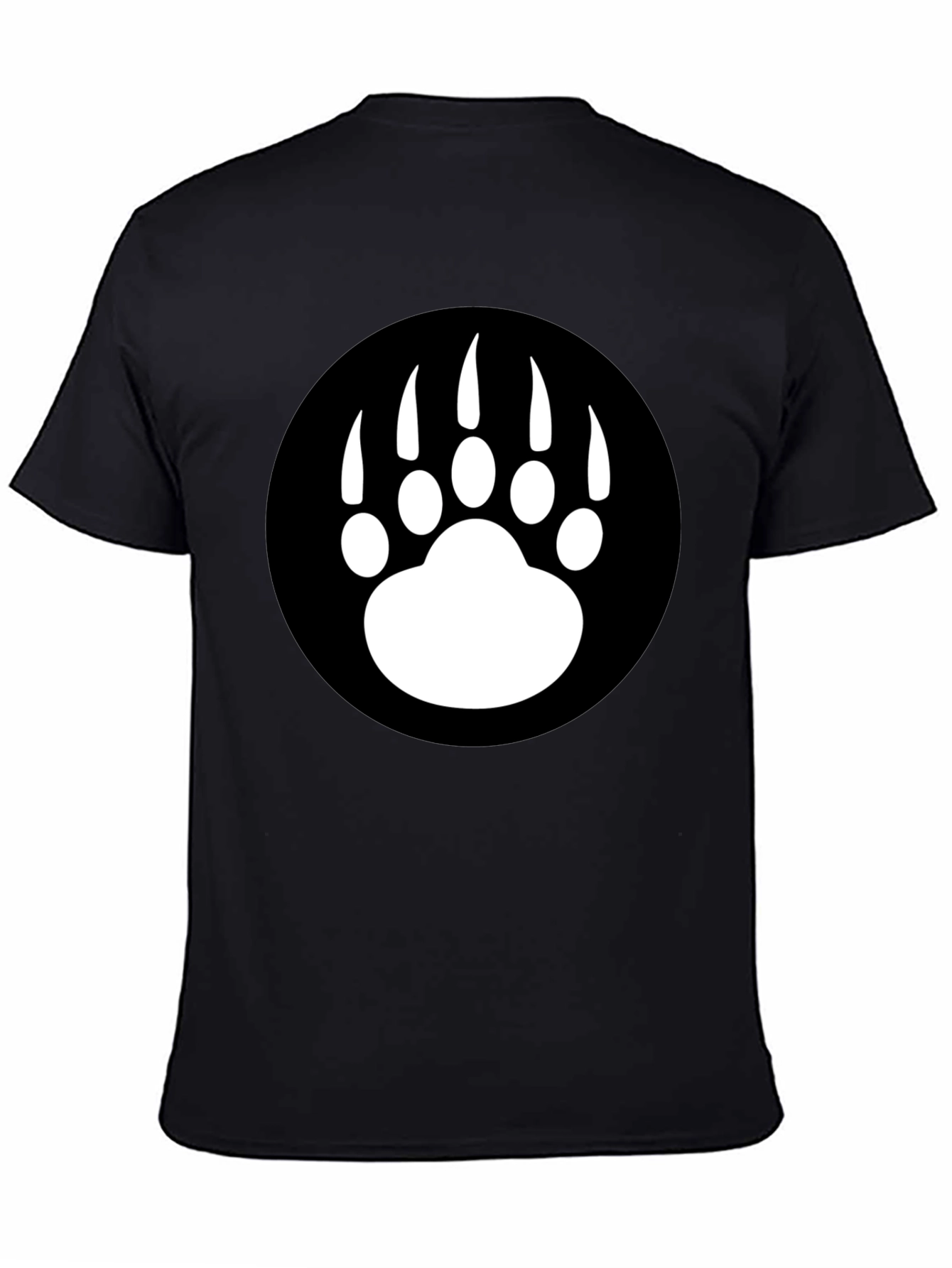 Bear Paw Graphic Tee - Black Cotton T-Shirt