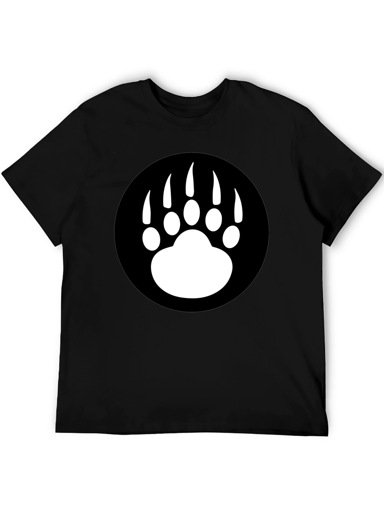 Bear Paw Graphic Tee - Black Cotton T-Shirt