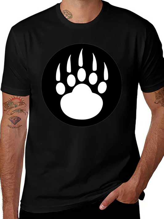 Bear Paw Graphic Tee - Black Cotton T-Shirt