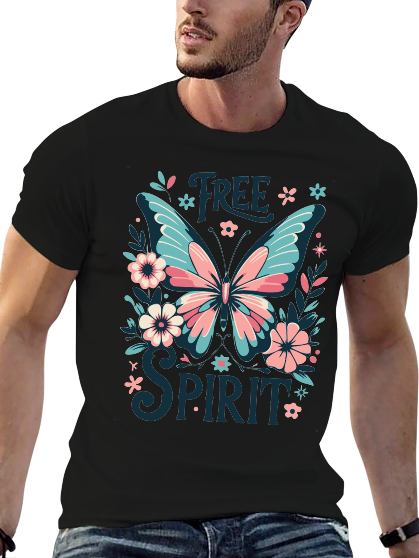 Free Spirit Butterfly Graphic Tee - Black