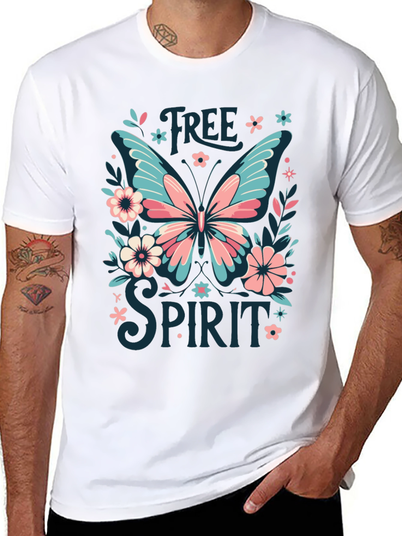 Free Spirit Butterfly Graphic Tee - Black