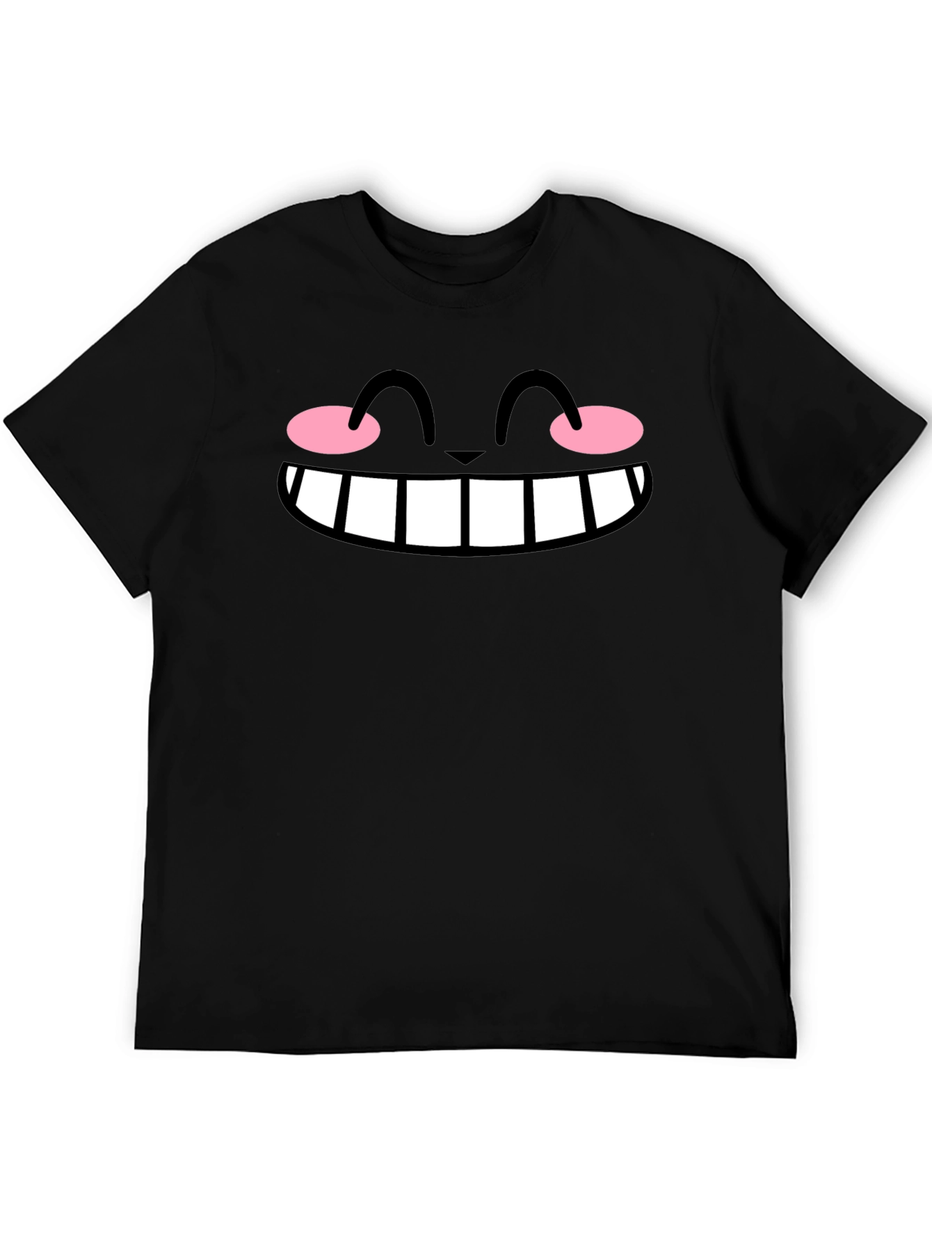 Cute Anime Face Graphic Black T-Shirt