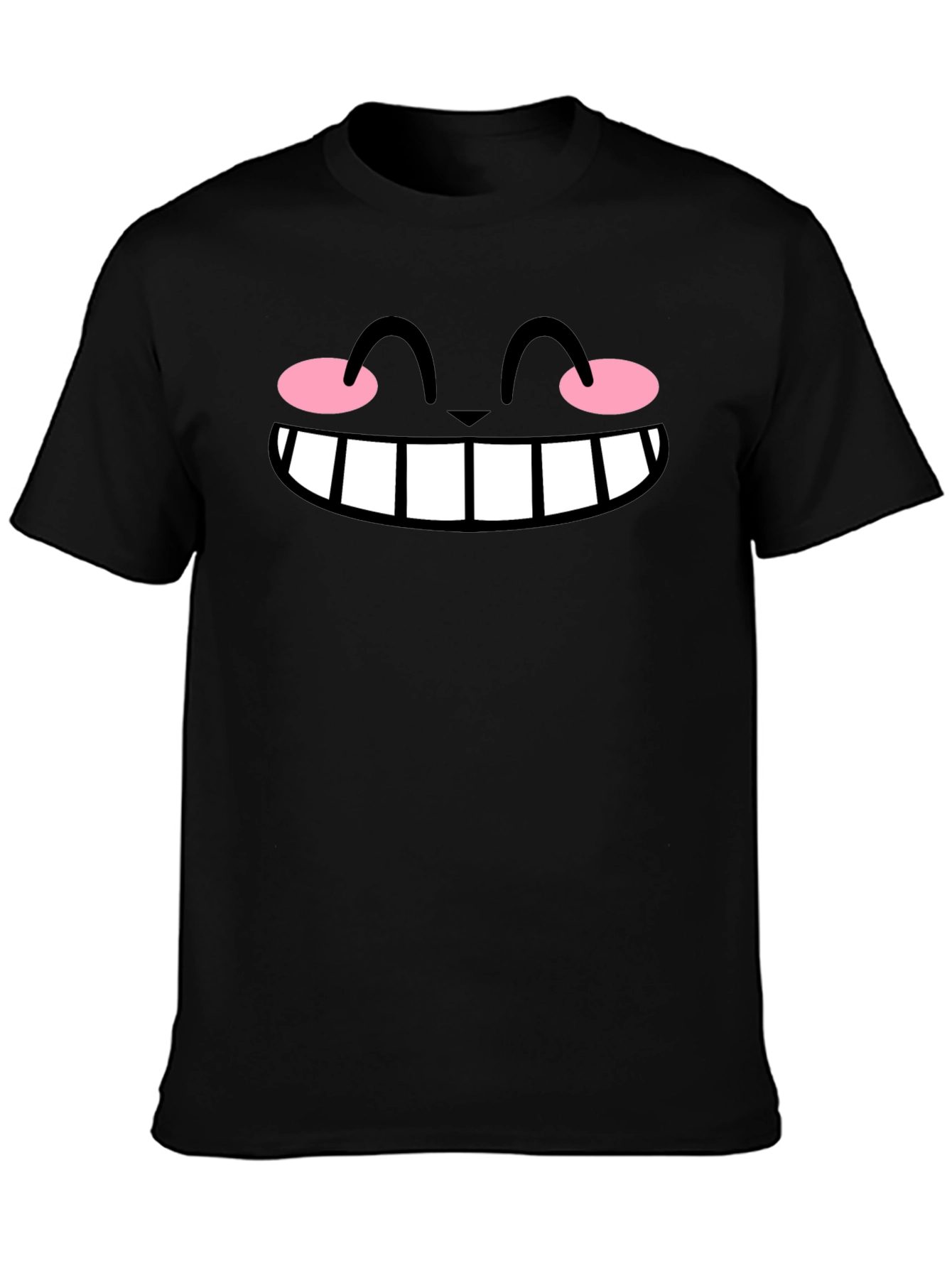 Cute Anime Face Graphic Black T-Shirt