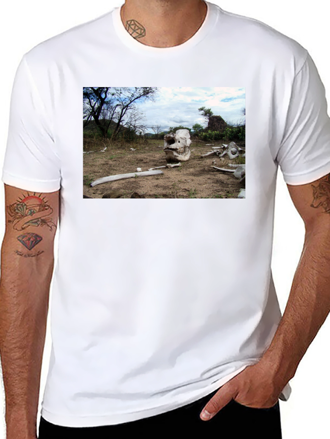 Elephant Skull Graphic Tee - Wildlife Conservation Shirt