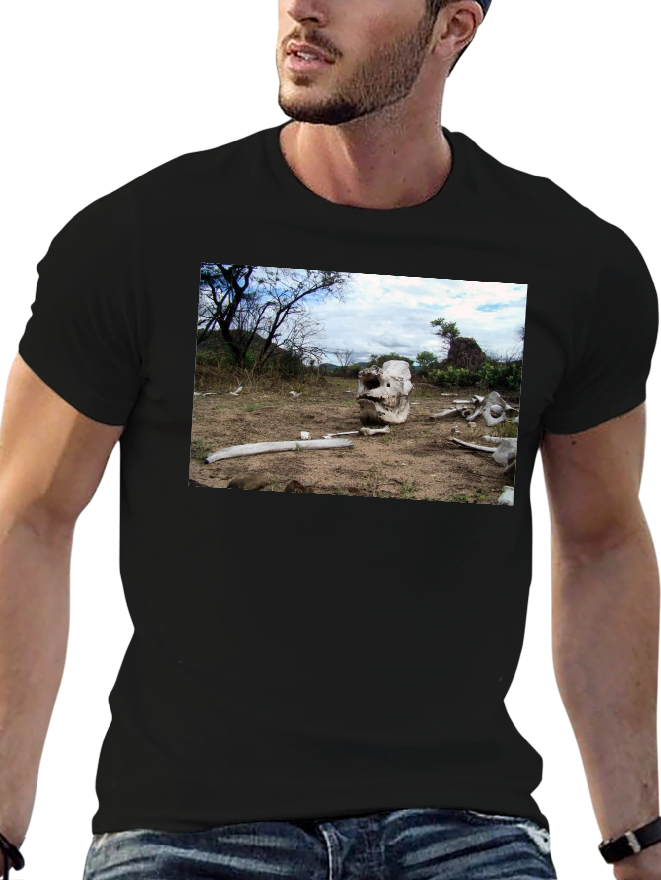 Elephant Skull Graphic Tee - Wildlife Conservation Shirt