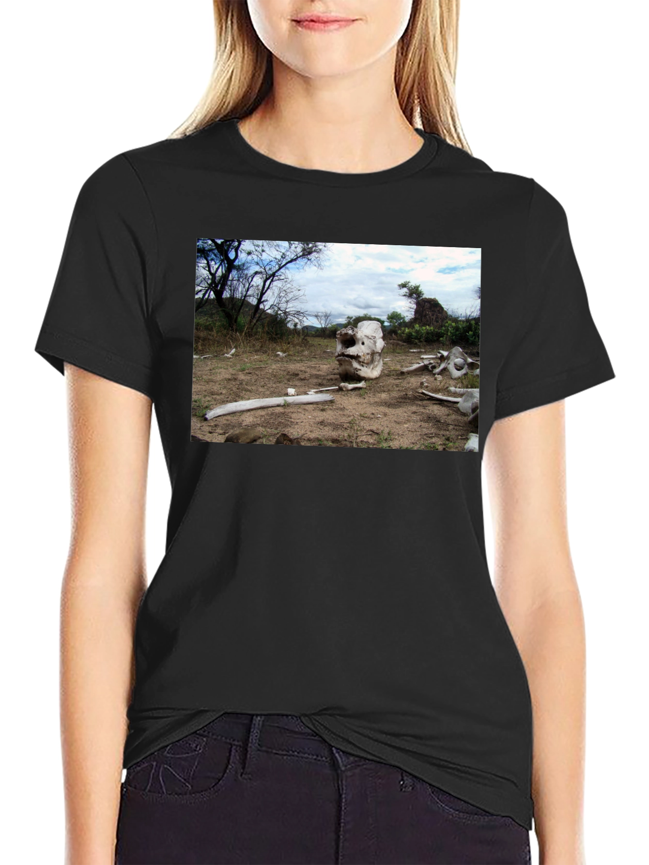 Elephant Skull Graphic Tee - Wildlife Conservation Shirt