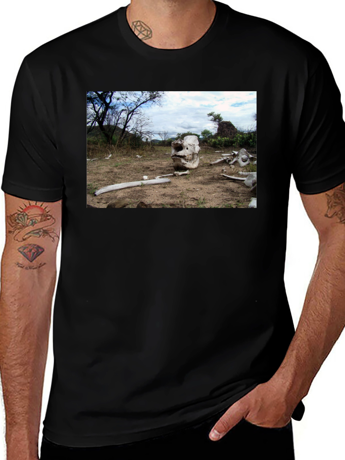Elephant Skull Graphic Tee - Wildlife Conservation Shirt