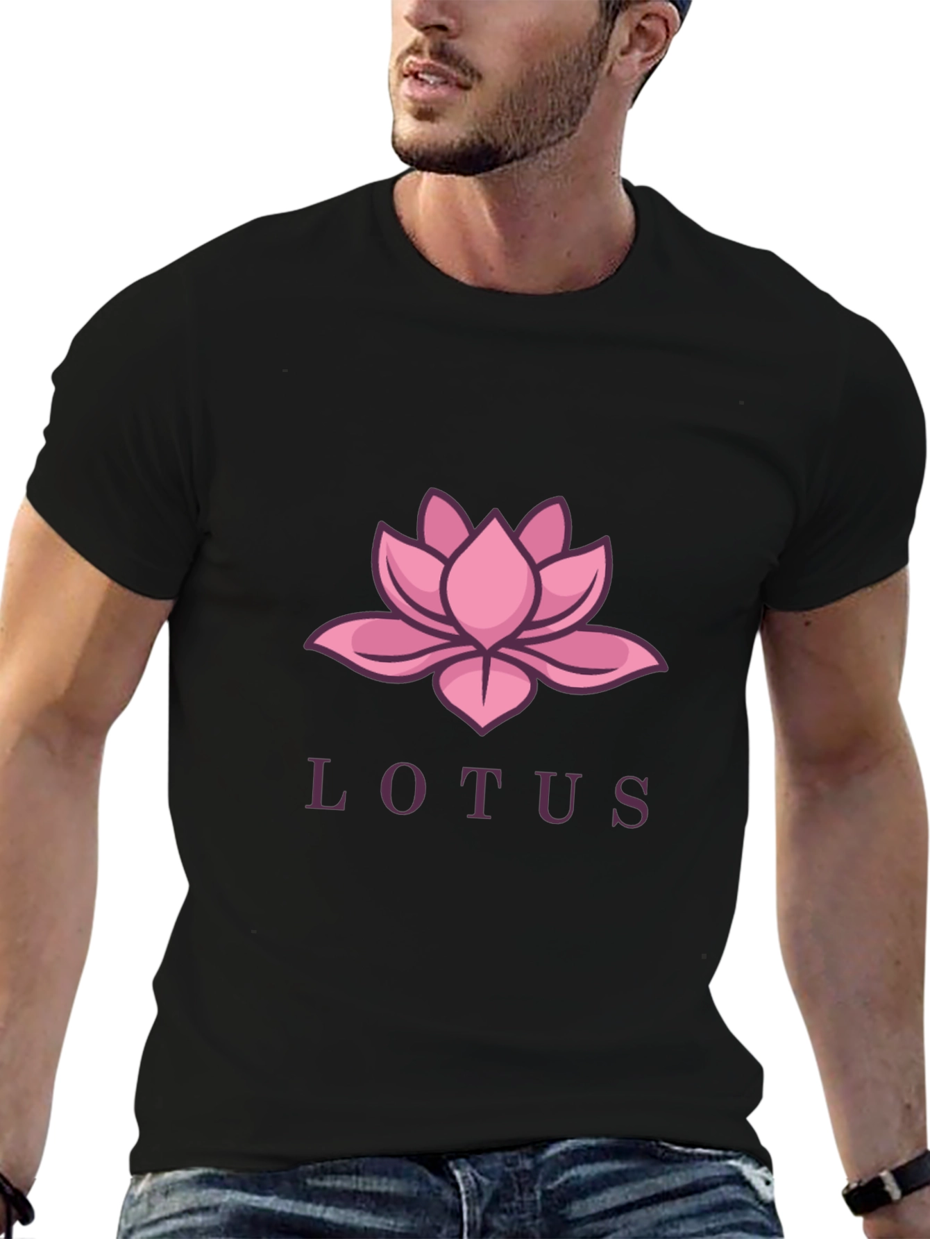 Lotus Flower Graphic Tee - Black Casual Comfort
